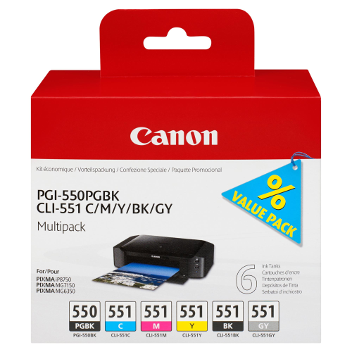 CANON MULTIPACK PGI-550 PGBK + CLI-551 (NERO + CIANO + MAGENTA + GIALLO)